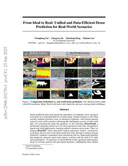 From Ideal to Real: Unified and Data-Efficient Dense Prediction for Real-World Scenarios