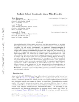 Scalable Subset Selection in Linear Mixed Models
