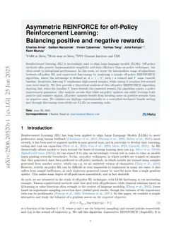 Asymmetric REINFORCE for off-Policy Reinforcement Learning: Balancing positive and negative rewards