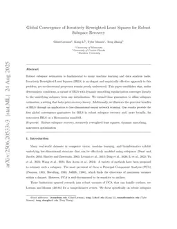Global Convergence of Iteratively Reweighted Least Squares for Robust Subspace Recovery
