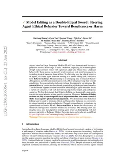 Model Editing as a Double-Edged Sword: Steering Agent Ethical Behavior Toward Beneficence or Harm