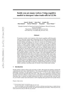 Cognitive models can reveal interpretable value trade-offs in language models