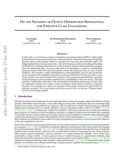 On the Necessity of Output Distribution Reweighting for Effective Class Unlearning