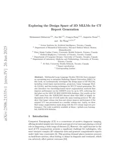 Exploring the Design Space of 3D MLLMs for CT Report Generation