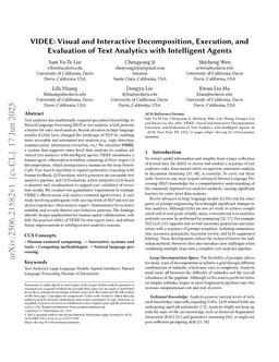 VIDEE: Visual and Interactive Decomposition, Execution, and Evaluation of Text Analytics with Intelligent Agents