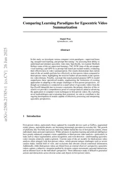 Comparing Learning Paradigms for Egocentric Video Summarization