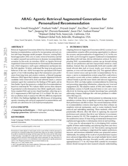 ARAG: Agentic Retrieval Augmented Generation for Personalized Recommendation