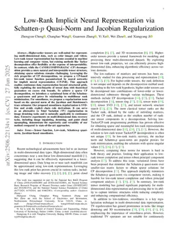 Low-Rank Tensor Recovery via Variational Schatten-p Quasi-Norm and Jacobian Regularization