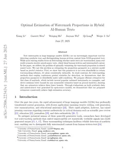 Optimal Estimation of Watermark Proportions in Hybrid AI-Human Texts