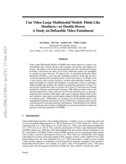 Can Video Large Multimodal Models Think Like Doubters-or Double-Down: A Study on Defeasible Video Entailment