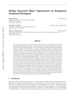 Weakly Supervised Object Segmentation by Background Conditional Divergence