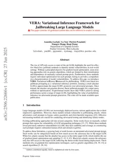 VERA: Variational Inference Framework for Jailbreaking Large Language Models