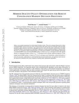 Mirror Descent Policy Optimisation for Robust Constrained Markov Decision Processes