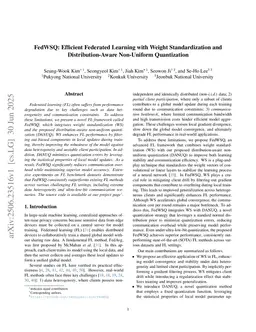 FedWSQ: Efficient Federated Learning with Weight Standardization and Distribution-Aware Non-Uniform Quantization