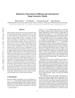 Radioactive Watermarks in Diffusion and Autoregressive Image Generative Models