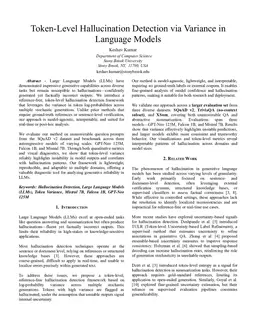 Detecting Token-Level Hallucinations Using Variance Signals: A Reference-Free Approach