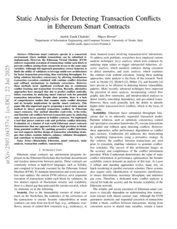 Static Analysis for Detecting Transaction Conflicts in Ethereum Smart Contracts