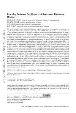 Learning Software Bug Reports: A Systematic Literature Review
