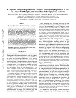 A Linguistic Analysis of Spontaneous Thoughts: Investigating Experiences of Déjà Vu, Unexpected Thoughts, and Involuntary Autobiographical Memories