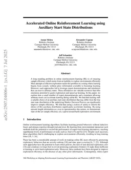 Accelerated Online Reinforcement Learning using Auxiliary Start State Distributions