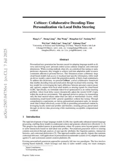 CoSteer: Collaborative Decoding-Time Personalization via Local Delta Steering