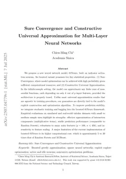 Constructive Universal Approximation and Sure Convergence for Multi-Layer Neural Networks