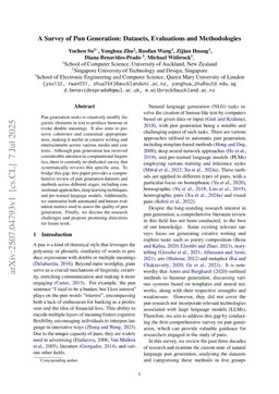 A Survey of Pun Generation: Datasets, Evaluations and Methodologies