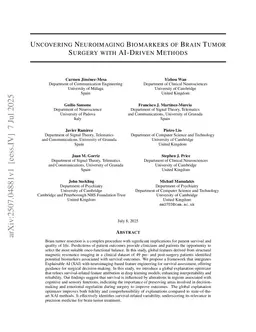 Uncovering Neuroimaging Biomarkers of Brain Tumor Surgery with AI-Driven Methods