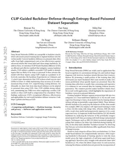CLIP-Guided Backdoor Defense through Entropy-Based Poisoned Dataset Separation