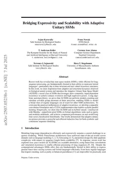 Bridging Expressivity and Scalability with Adaptive Unitary SSMs