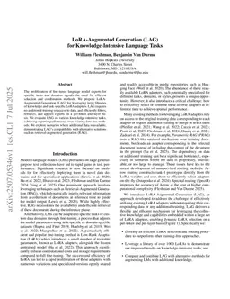 LoRA-Augmented Generation (LAG) for Knowledge-Intensive Language Tasks
