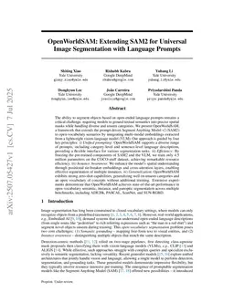 OpenWorldSAM: Extending SAM2 for Universal Image Segmentation with Language Prompts