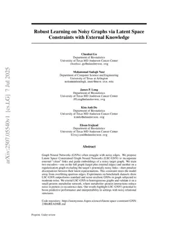 Robust Learning on Noisy Graphs via Latent Space Constraints with External Knowledge