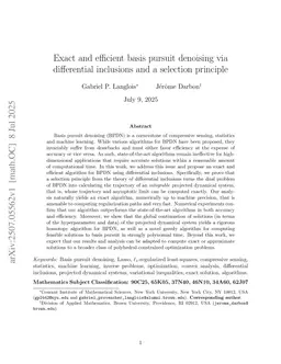 A fast algorithm for solving the lasso problem exactly without homotopy using differential inclusions