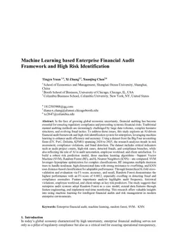 Machine Learning based Enterprise Financial Audit Framework and High Risk Identification