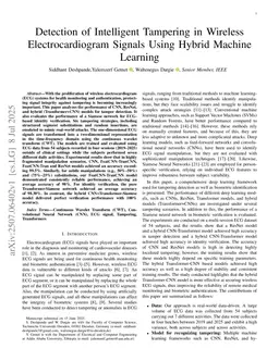 Detection of Intelligent Tampering in Wireless Electrocardiogram Signals Using Hybrid Machine Learning