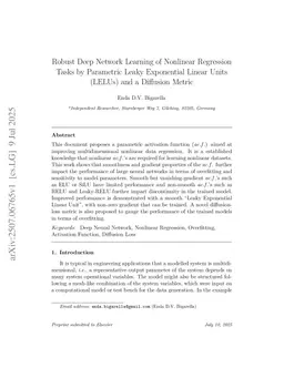 Robust Deep Network Learning of Nonlinear Regression Tasks by Parametric Leaky Exponential Linear Units (LELUs) and a Diffusion Metric