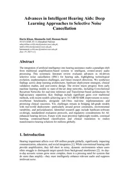Advances in Intelligent Hearing Aids: Deep Learning Approaches to Selective Noise Cancellation