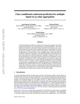Class conditional conformal prediction for multiple inputs by p-value aggregation