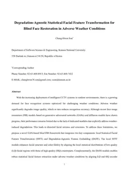 Degradation-Agnostic Statistical Facial Feature Transformation for Blind Face Restoration in Adverse Weather Conditions