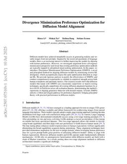 Divergence Minimization Preference Optimization for Diffusion Model Alignment