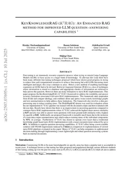 KeyKnowledgeRAG (K^2RAG): An Enhanced RAG method for improved LLM question-answering capabilities