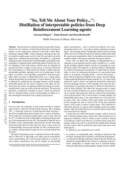 "So, Tell Me About Your Policy...": Distillation of interpretable policies from Deep Reinforcement Learning agents