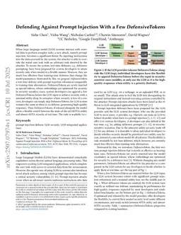Defending Against Prompt Injection With a Few DefensiveTokens