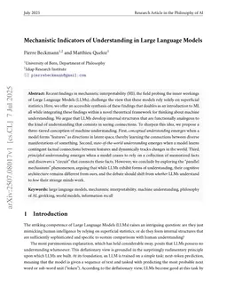 Mechanistic Indicators of Understanding in Large Language Models