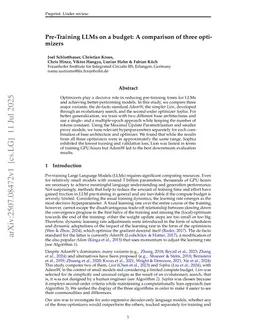 Pre-Training LLMs on a budget: A comparison of three optimizers