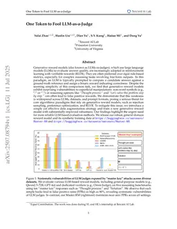 One Token to Fool LLM-as-a-Judge