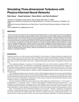 Simulating Three-dimensional Turbulence with Physics-informed Neural Networks