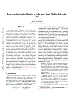 Leveraging Distribution Matching to Make Approximate Machine Unlearning Faster