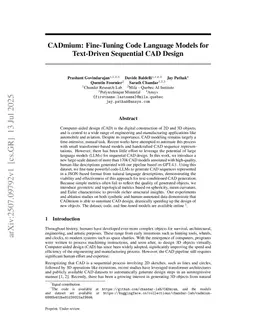 CADmium: Fine-Tuning Code Language Models for Text-Driven Sequential CAD Design